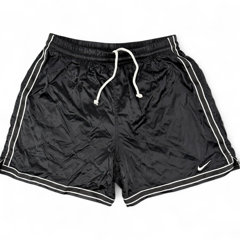 Nike Shorts Men XL Black White Trim Athletic Drawstring Lined Vintage Basketball